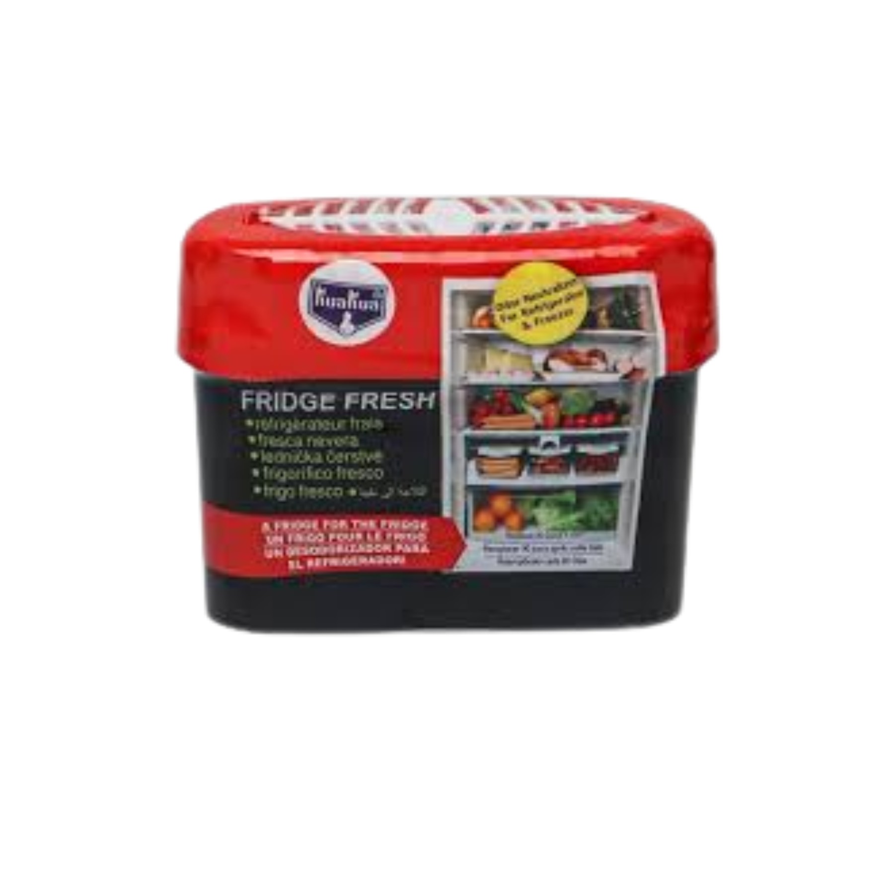Caja absorbe olores de tapa roja y cuerpo negro