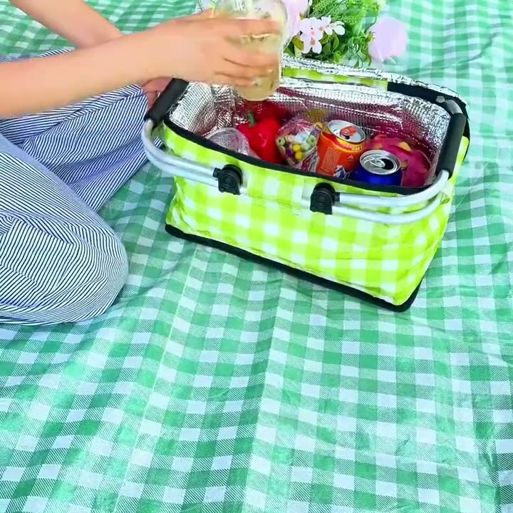 Cooler lleno de bebidas y comida