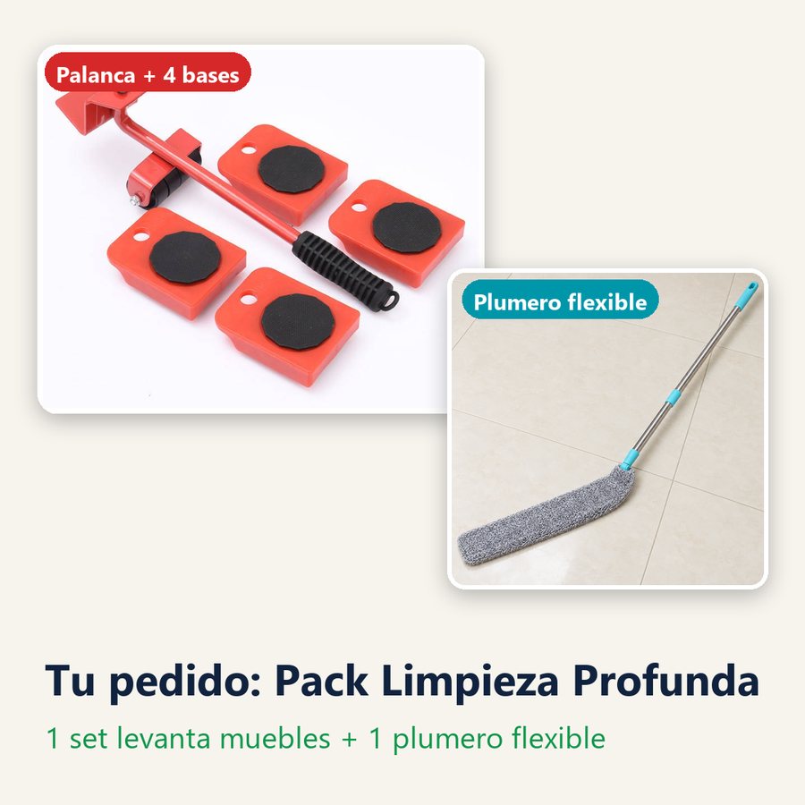 Tu pedido: el set rojo de palanca con 4 bases y el plumero flexible