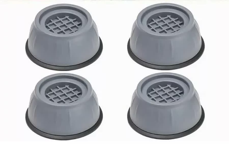 Lo que recibes: 4 patas antivibración, cada una una copa gris con base negra de goma