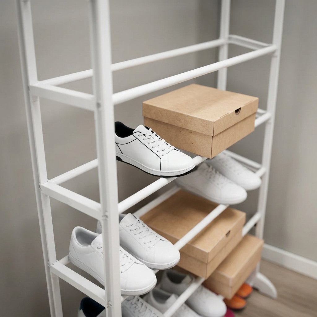 Zapatero 9 Niveles Vertical | Ordena tu calzado sin ocupar espacio | + Regalo: Protector de Talón de Silicona en ambiente