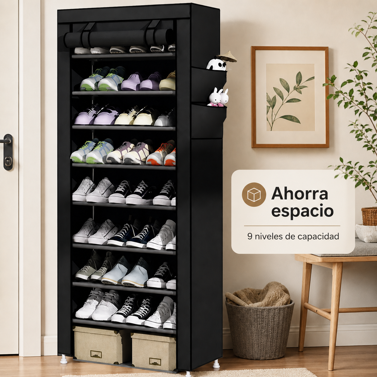 Una columna vertical que aprovecha el hueco muerto del closet