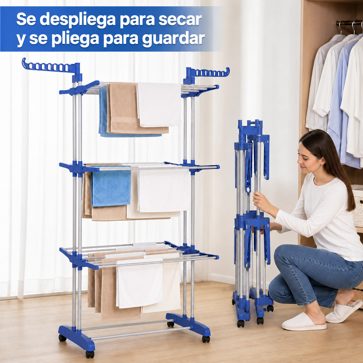 Seca la lavadora completa sin que la ropa invada tu departamento este invierno